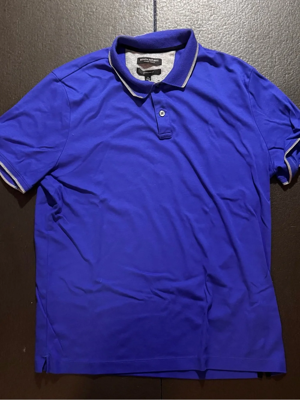 Banana Republic Men’s Luxury Touch Cobalt Blue Polo with Contrast Trim